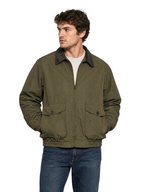 Vintage 90s L.L. Bean Mens Green A-2 Leather Collar Bomber Jacket Size M Gorpcor